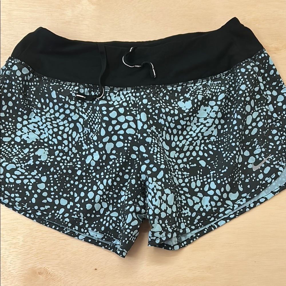 Nike Women's Black and Blue Patterned Shorts